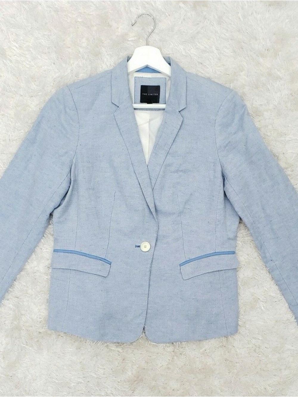 The Limited linen type Blue Textured Blazer